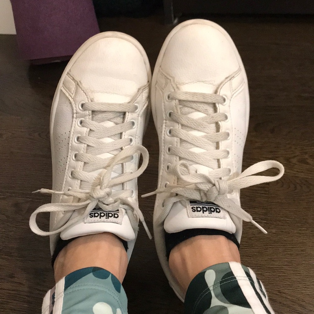 Adidas white sneakers. Super comfortable!